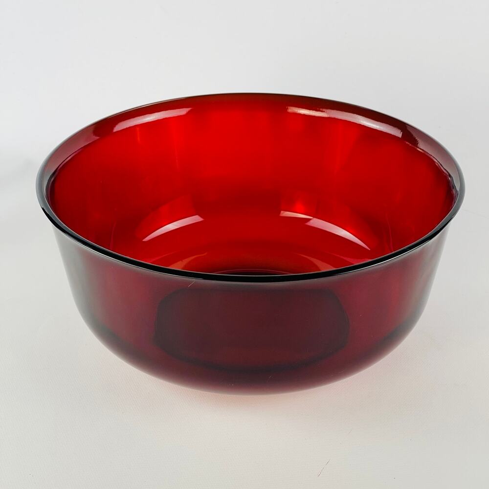 Vintage Ruby Red Serving Mixing Bowl 8 12/16 x 3 7/8